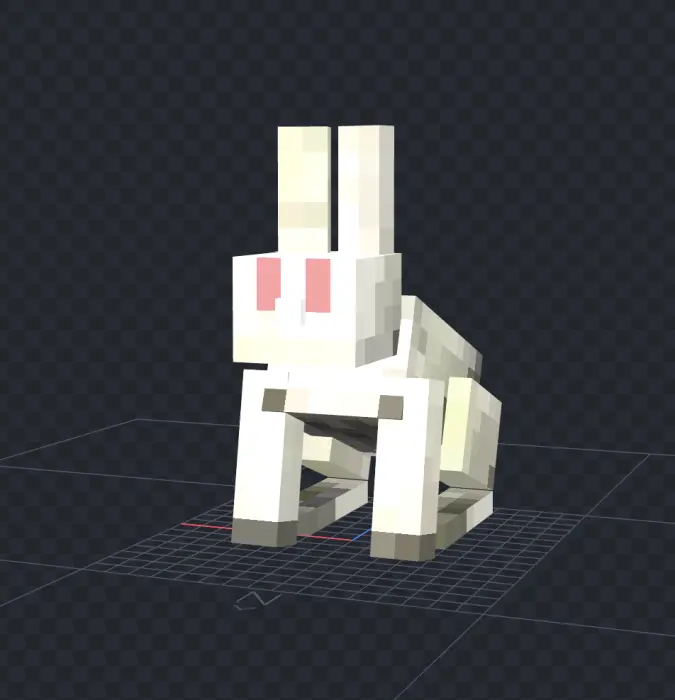 Blocky zombified rabbit with red eyes