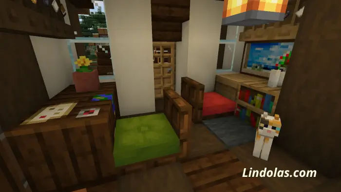 Cozy medieval house interior with cat