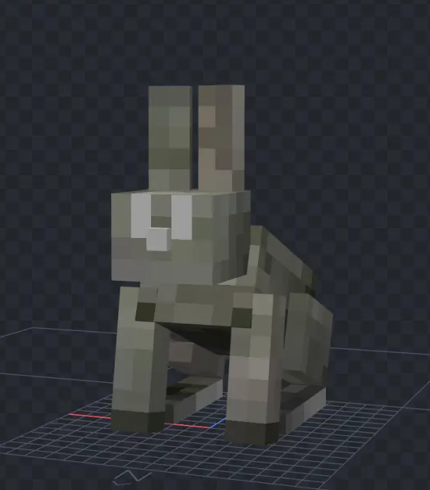 Blocky zombified rabbit with gray fur.