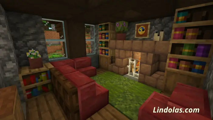 Cozy medieval living room with fireplace