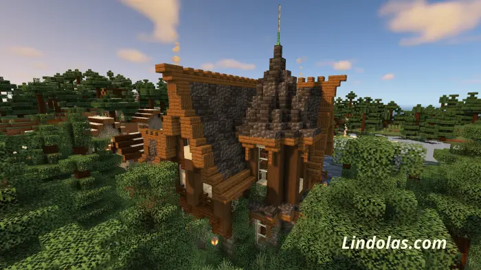 Medieval fantasy house in a forest clearing