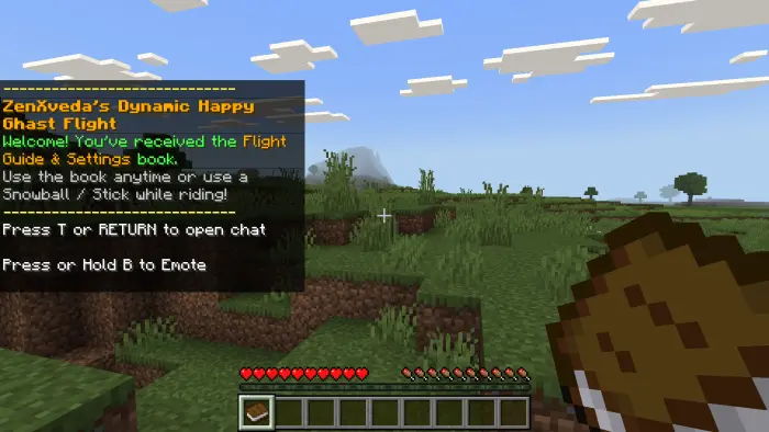 Game UI showing flight mod instructions