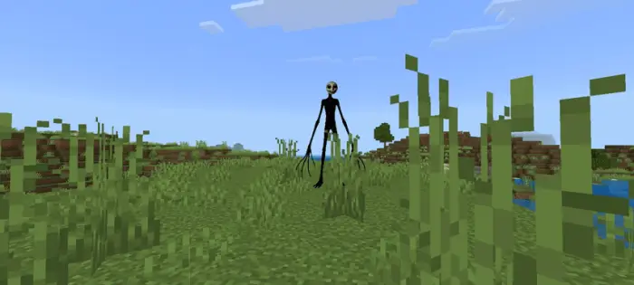 Tall shadowy stalker lurking in grassy field
