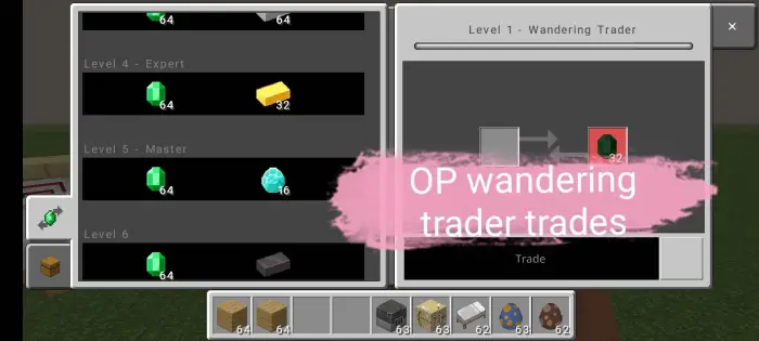 OP wandering trader trades menu displayed