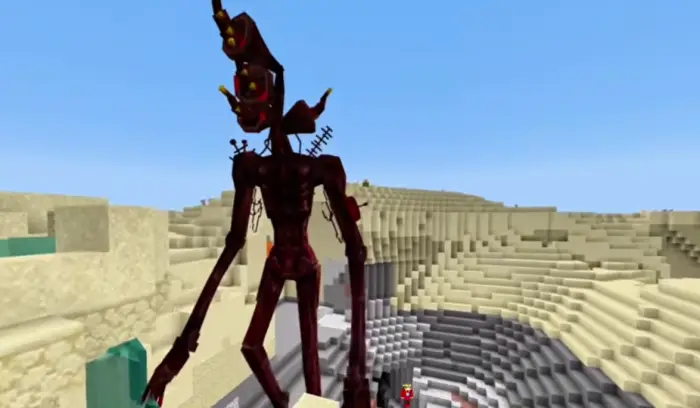 Terrifying infected Siren Head in desert.