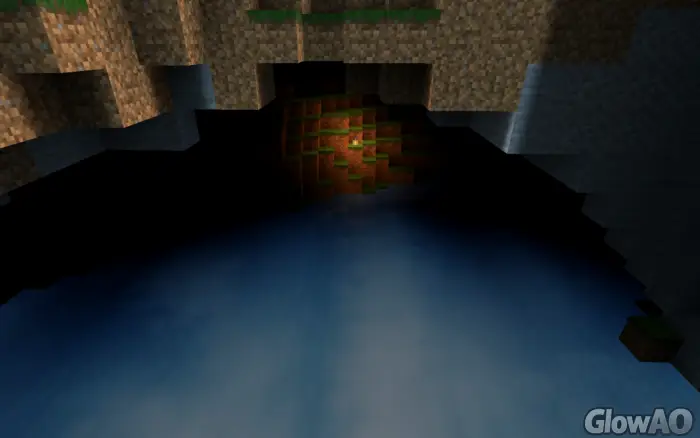 Cave entrance with glowing light effect