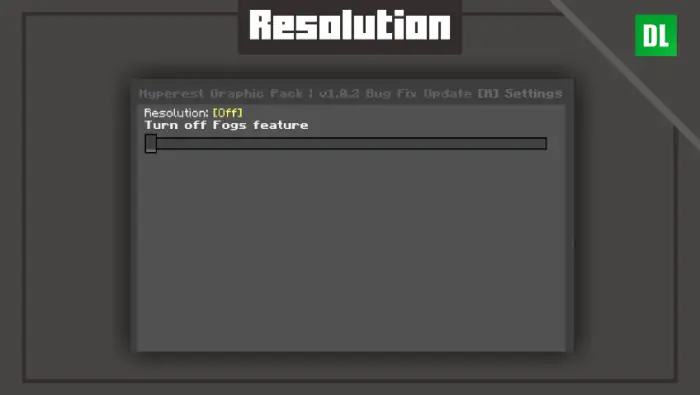 Settings menu to toggle fogs feature.