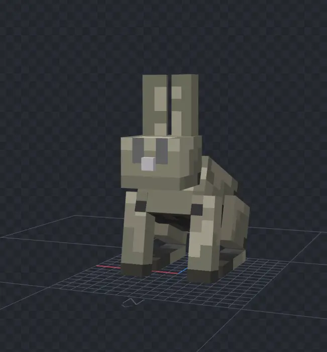 Blocky zombified rabbit with gray fur