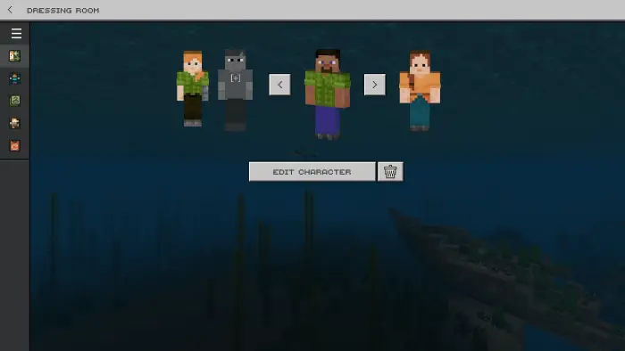 Character selection screen without store options