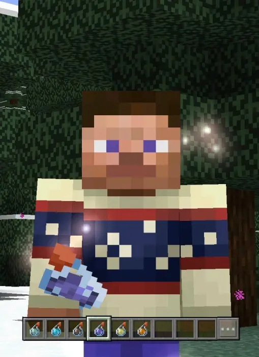 Player with glowing aura and potion effects