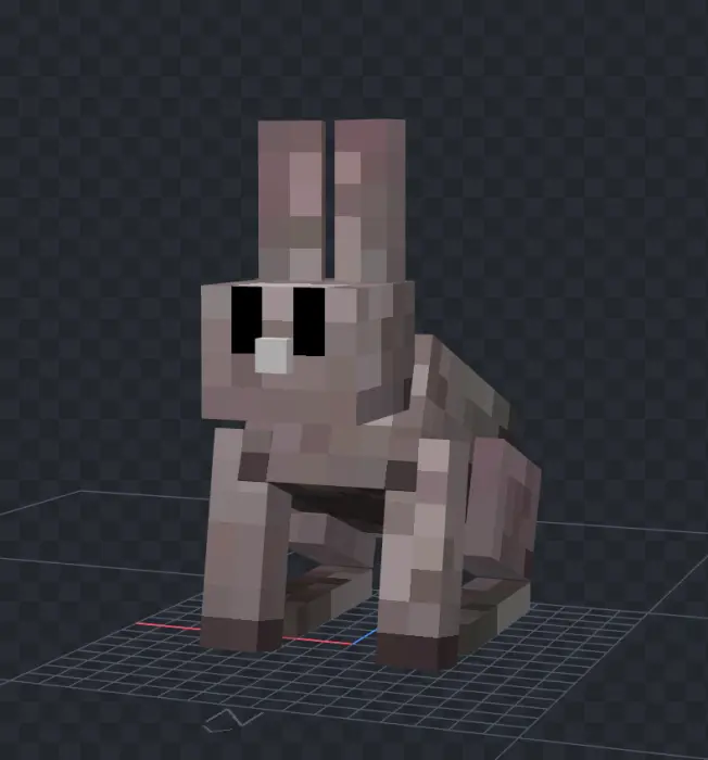 Blocky zombified rabbit with dark eyes.