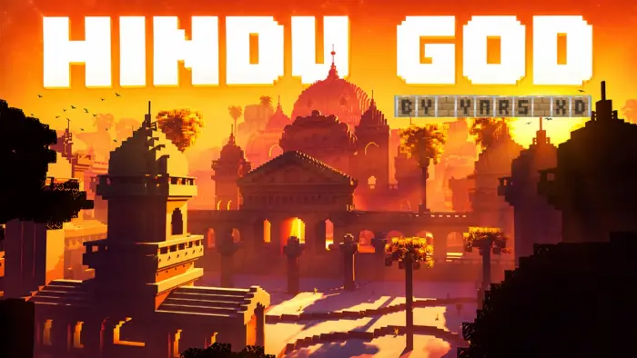 ALT Pixel art Hindu temple at sunset