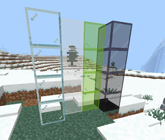 Borderless and clear colored glass blocks.