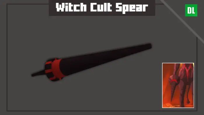 Black and red spear with pointed tip
