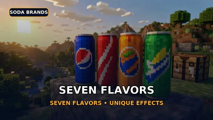Pixel soda cans with unique power effects