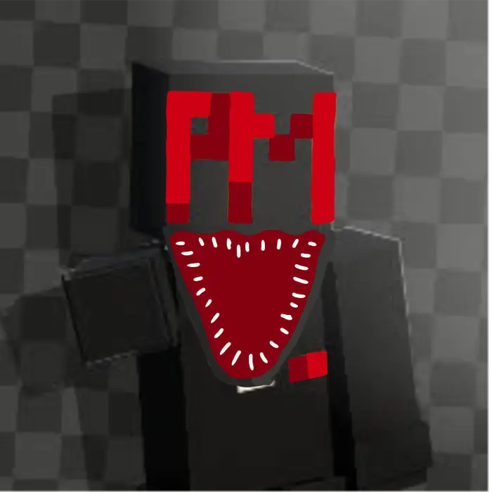 Blocky horror mob with red mouth and eyes.