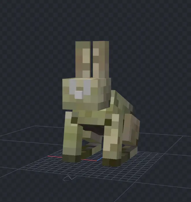Blocky zombified rabbit with pale fur