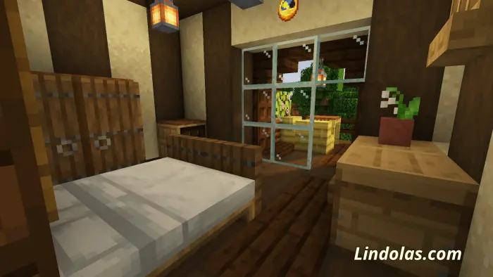 Cozy furnished cottage bedroom with garden view