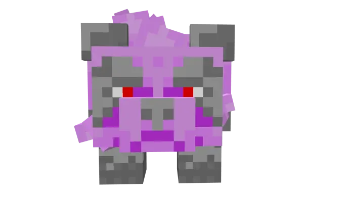 Pastel purple panda mob with red eyes