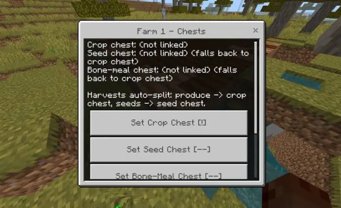 ALT Robot farm chest linking settings menu