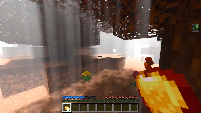 Dense smog effect in a taiga forest scene
