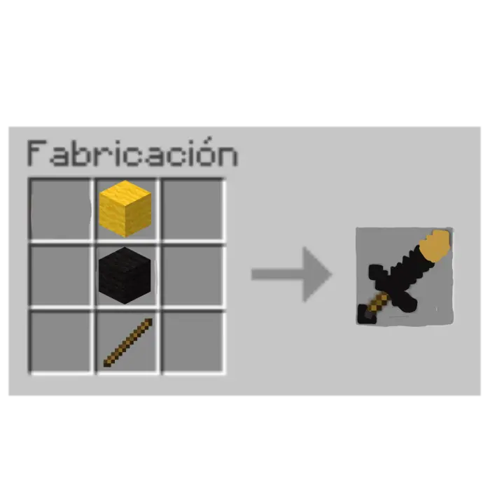 Sword crafting recipe with wool and stick.