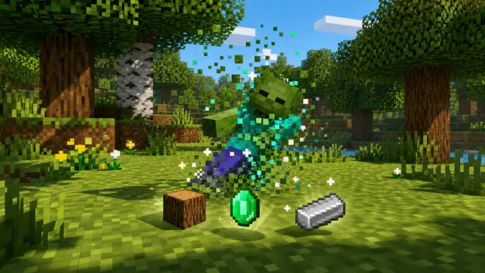 Zombie drops random loot in the forest