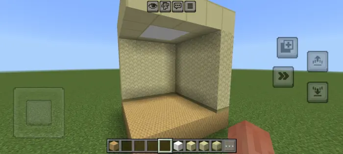 Yellow maze room with ceiling light.